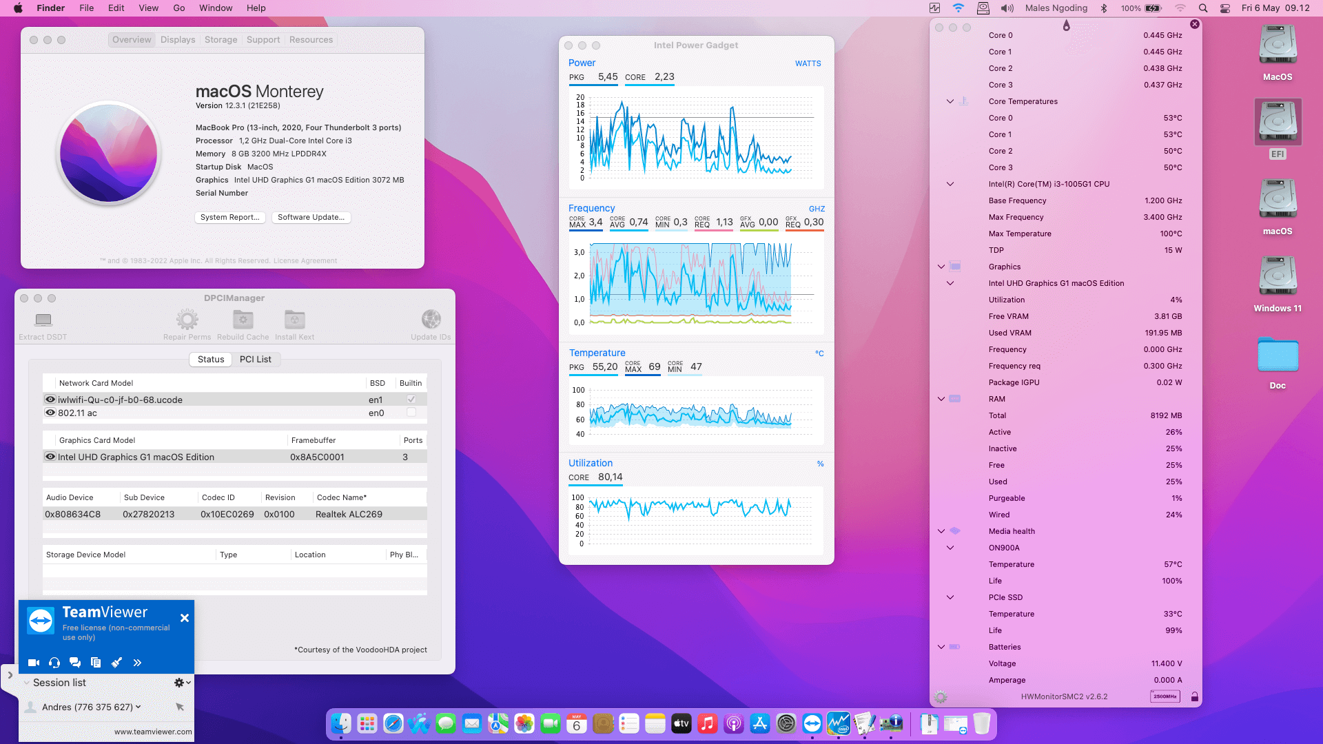 Success Hackintosh macOS Monterey 12.3.1 Build 21E258 in Infinix INBook X1 XL11